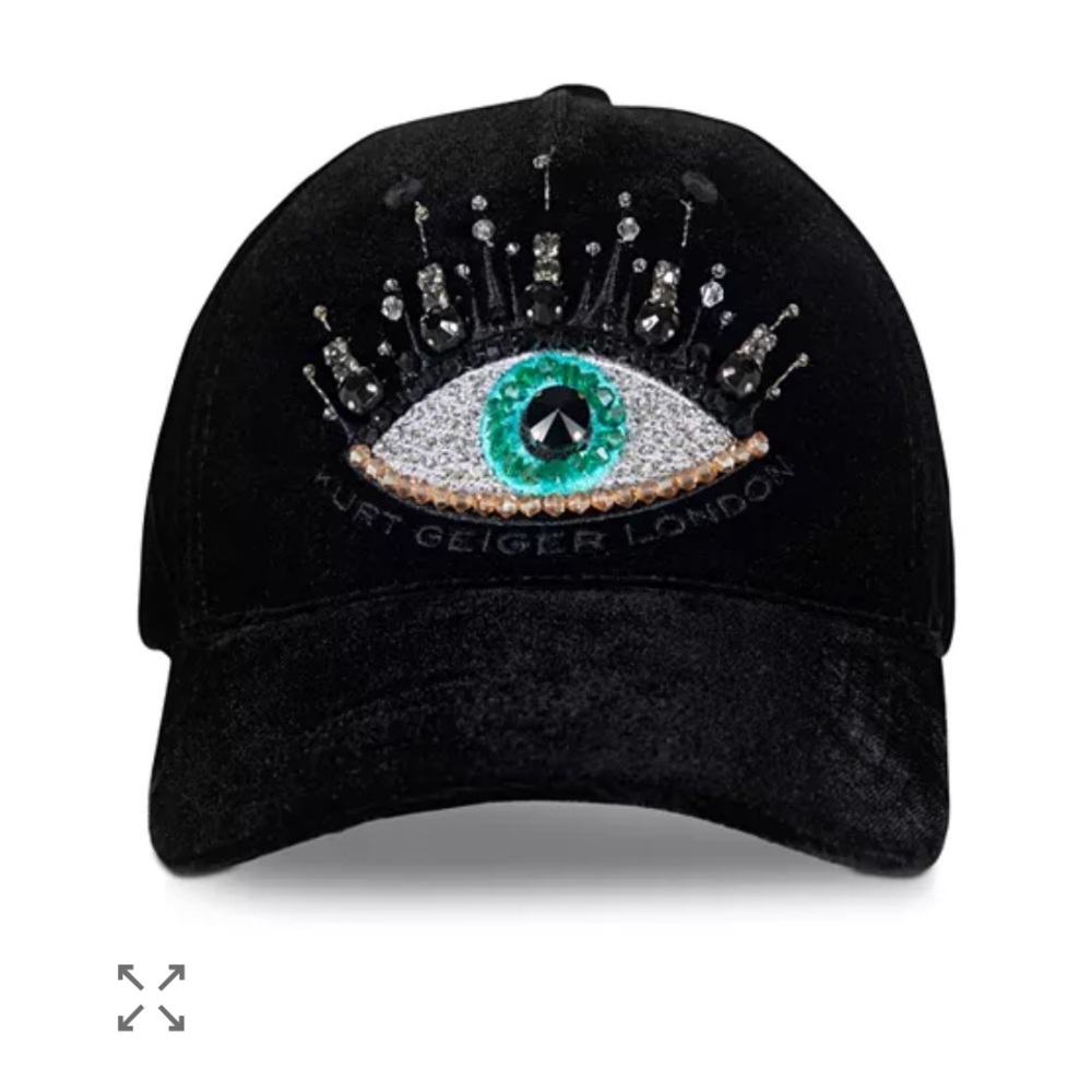Kurt Geiger Black Velvet Cap with Evil Eye